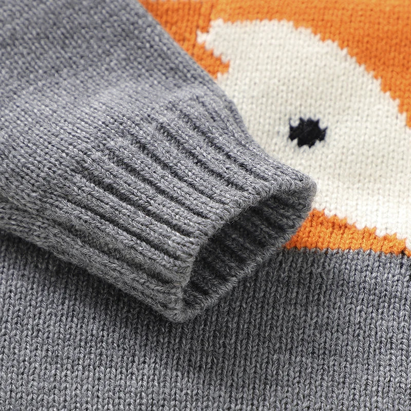 Striped Fox Embroidered Jumper