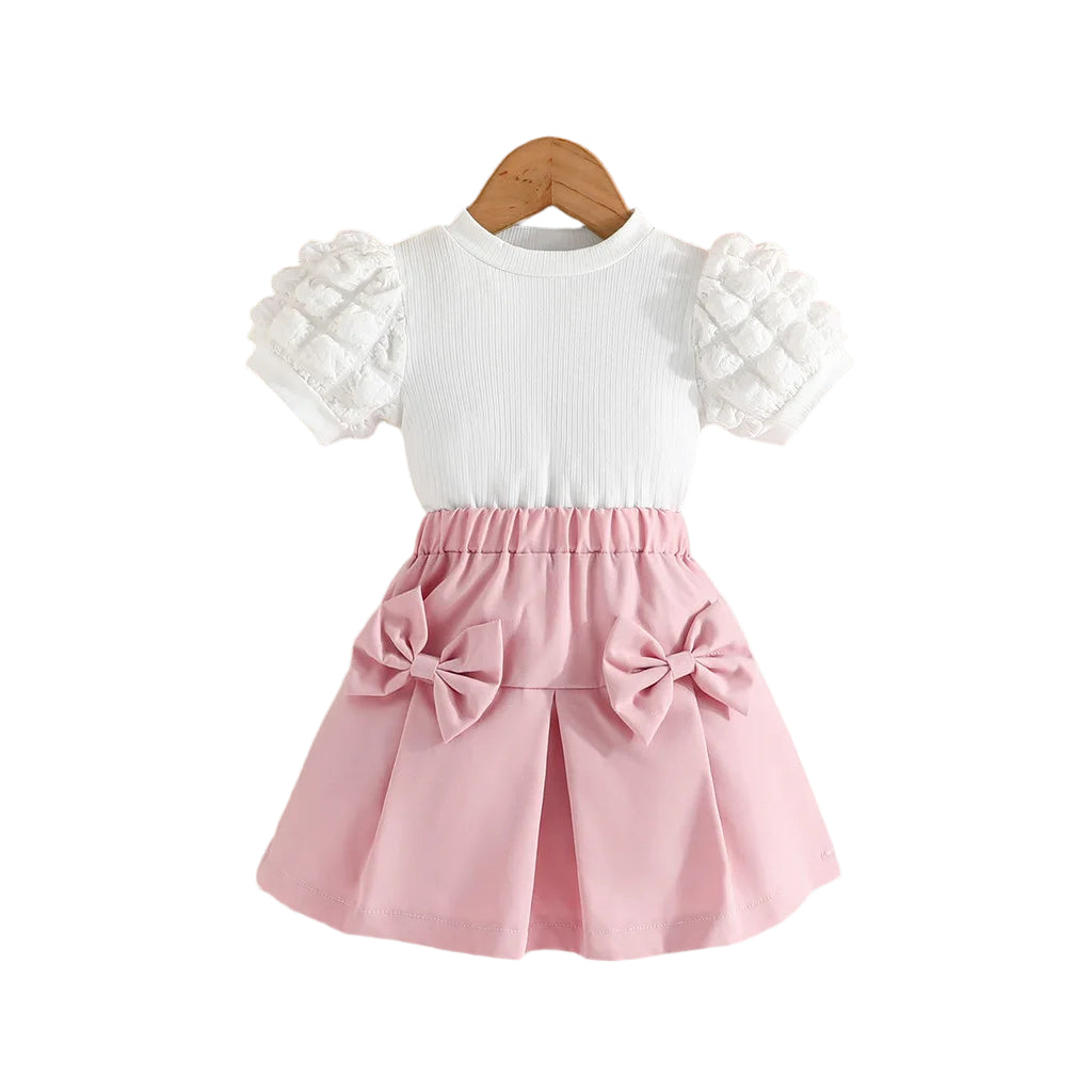 Puff Sleeve Blouse & Skirt Two Piece