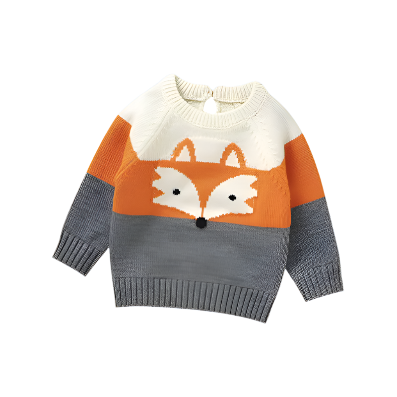 Striped Fox Embroidered Jumper