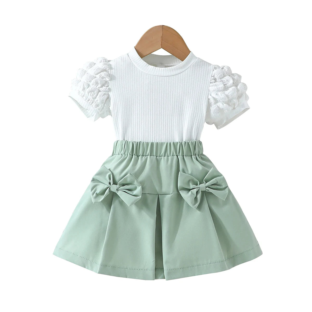 Puff Sleeve Blouse & Skirt Two Piece