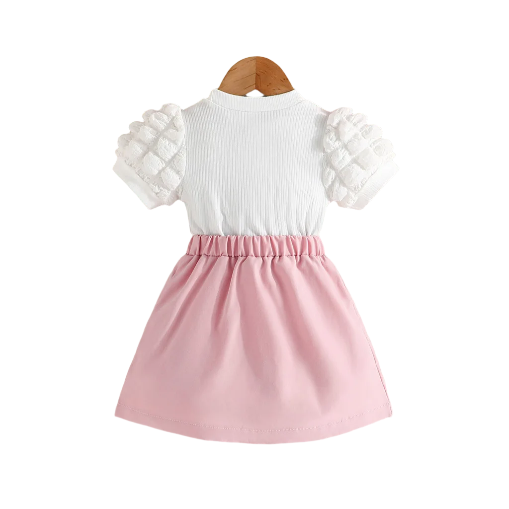 Puff Sleeve Blouse & Skirt Two Piece