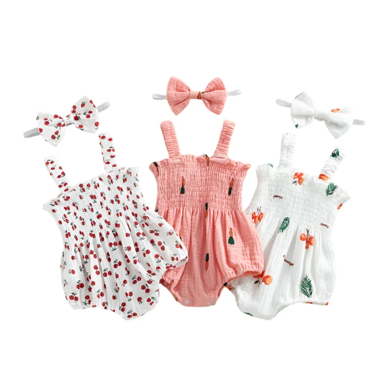 Fruit Print Ruched Romper