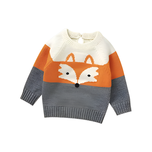 Striped Fox Embroidered Jumper