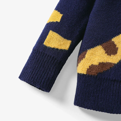 Navy Giraffe Embroidered Jumper