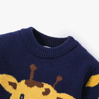 Navy Giraffe Embroidered Jumper